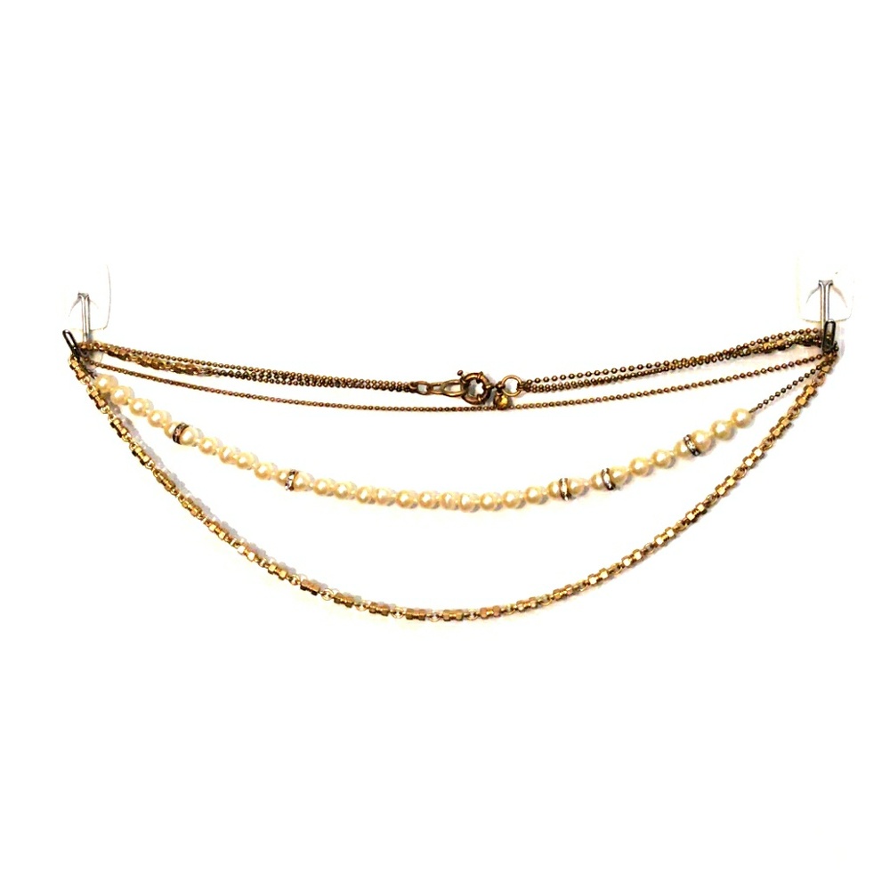 J.crew multi strand gold necklace with pearls